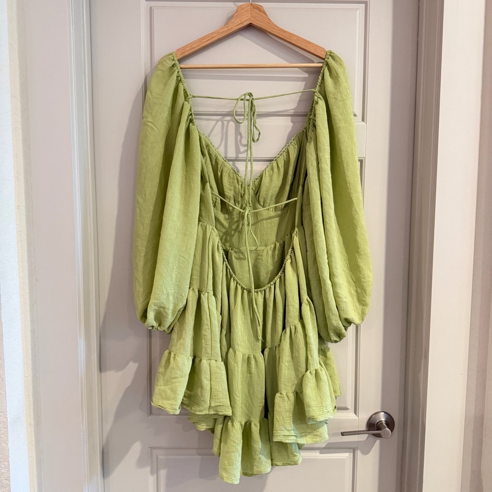 Princess Polly Danny Long Sleeve Mini Dress Green Size 8 - Picture 3 of 12